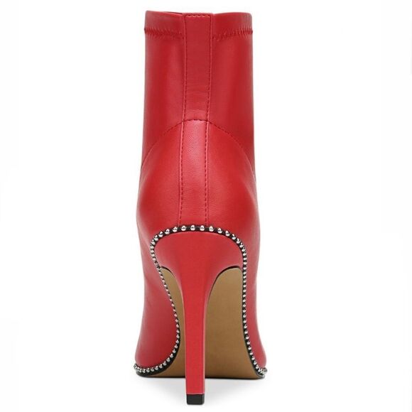 NWT BAR III Melanay 8.5/9/9.5/10 Red Leather High Heel Ankle Boots Booties w/Box - Picture 3 of 12